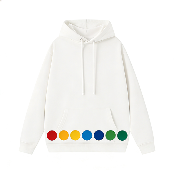 Colorful Dot Striped White Hoodie
