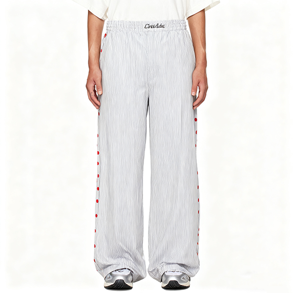 Light Gray Striped Red Dot Detail Jogger Pants