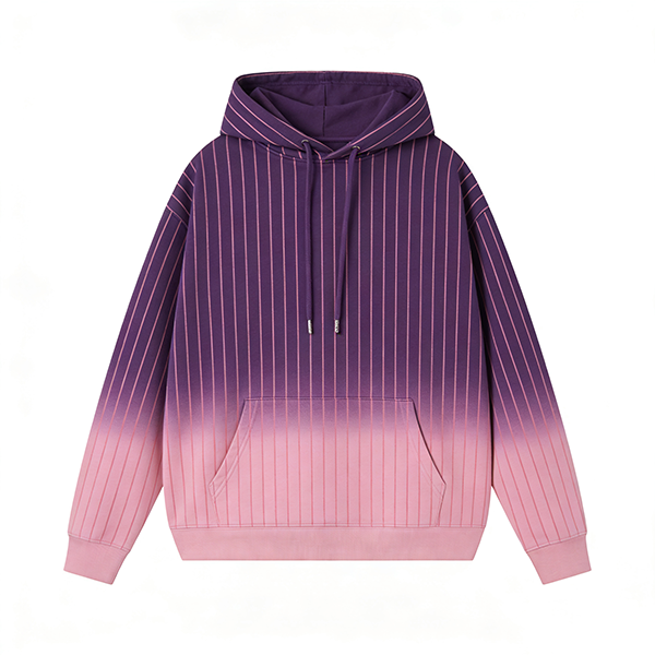Purple-to-Pink Ombre Striped Hoodie
