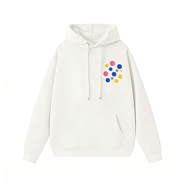 Colorful Dot Cluster White Hoodie