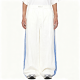 White Loose-Fit Casual Pants with Blue Side Stripes