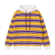 Yellow & Purple Striped Hoodie with Contrast Trim